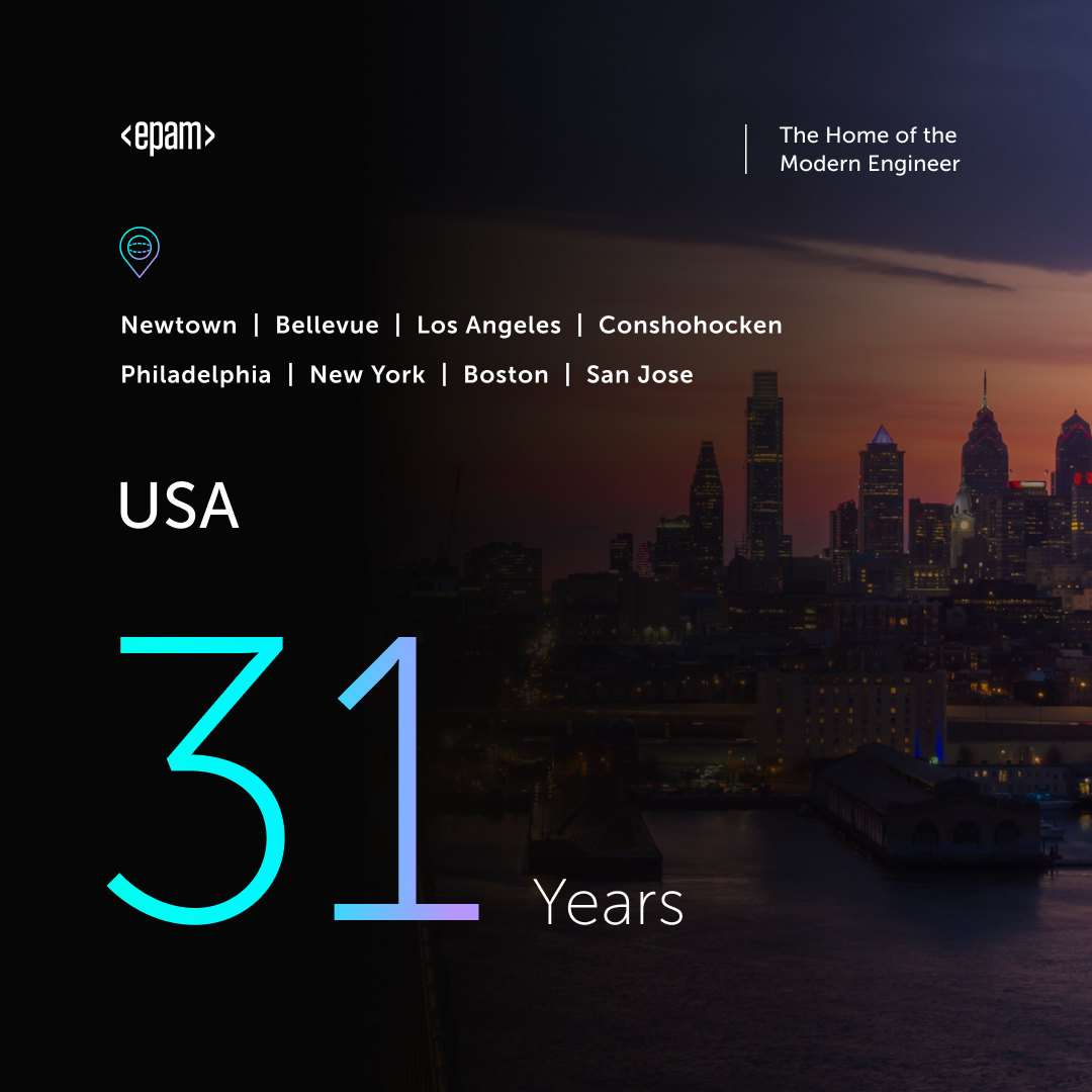 EPAMSystems's tweet photo. 🎉🎉 Wishing #EPAMUSA a Happy 31st Anniversary 🎊🎊 Thank you to all of our EPAMers for your dedication to engineering excellence and commitment to innovation! Looking to expand your horizons and join an award-winning team? Learn more about #LifeAtEPAM at https://t.co/3TxwhY8i9c https://t.co/ZEyHlytZ2Q