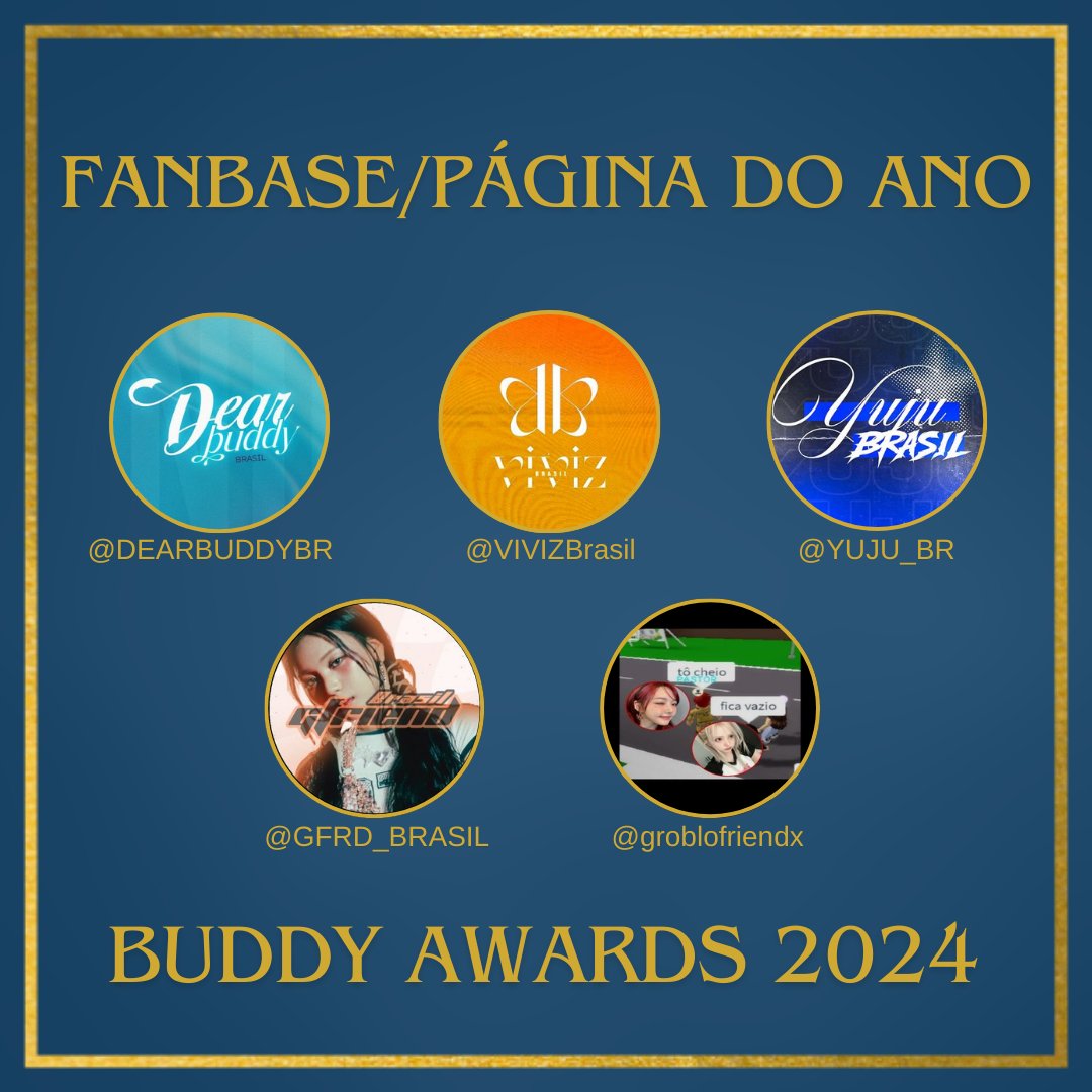 gfrdprojects's tweet photo. E os indicados à categoria "Fanbase do Ano/Página do Ano" são:

— @DEARBUDDYBR
— @VIVIZBrasil
— @YUJU_BR
— @GFRD_BRASIL
— @groblofriendx

Parabéns!! 🤍 https://t.co/ogIpU7641I