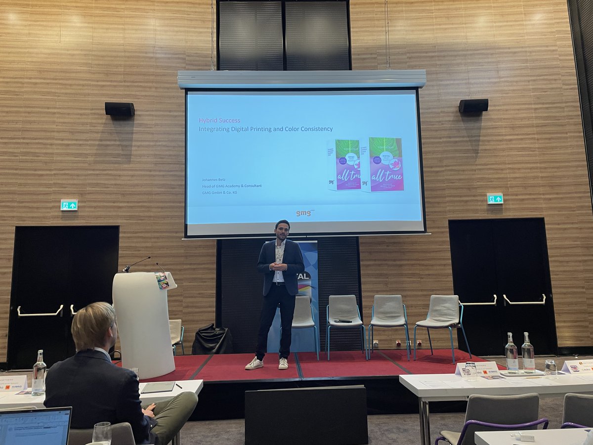 GMGColor's tweet photo. On the last day of the Digital Print for Packaging event in Amsterdam, our color management expert Johannes Betz enriched the event with his presentation, 'Hybrid Success: Integrating Digital Printing and Color Consistency'.

A great success! https://t.co/IkkaQP4X9e