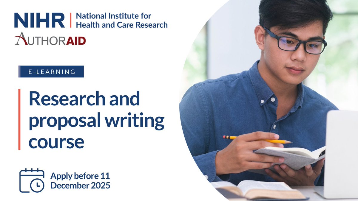 NIHR Global Health (@nihrglobal) on Twitter photo Apply to our writing course, delivered by <a href="/authoraid/">Rising Scholars</a>,
to learn how to:
📝publish your global health research
🏆win funding for your global health research
The course will take place from January to March 2025. Apply: forms.gle/5T3sg4w8SFuDj3…
Only open to GHR NIHR Academy Members Apply to our writing course, delivered by <a href="/authoraid/">Rising Scholars</a>,
to learn how to:
📝publish your global health research
🏆win funding for your global health research
The course will take place from January to March 2025. Apply: forms.gle/5T3sg4w8SFuDj3…
Only open to GHR NIHR Academy Members