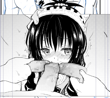 メイド美柑ちゃんで輪フェラ 冬コミ新刊の一コマ 