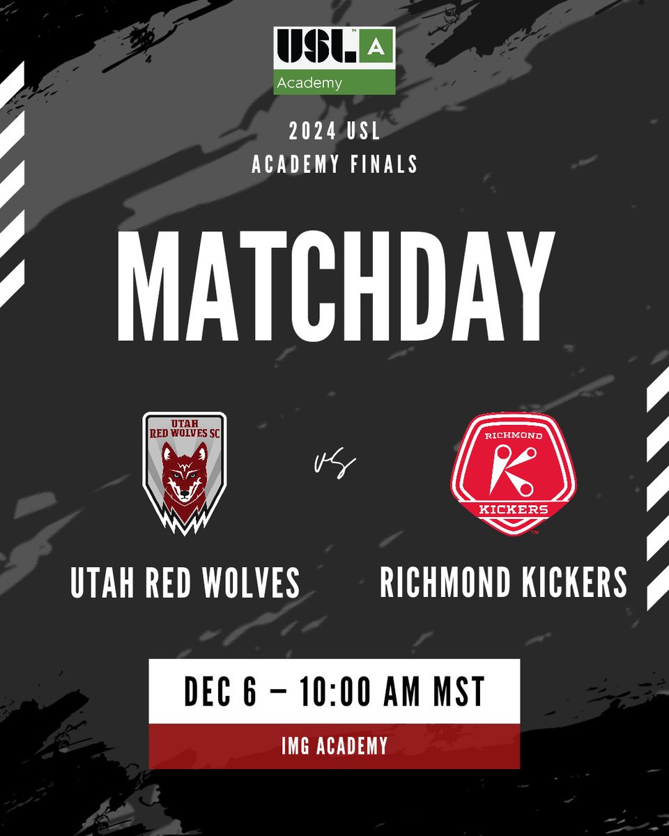 UTRedWolvesSC's tweet image. USL Academy Finals Quarterfinals.

Up The Wolves 🐺 ⚽️

#RedWolves #PathToPro #Academy #USL #USLA #PackTheDen #utahredwolves #DaleRedWolves #DefendTheDen #everygamecounts #uslacademyfinals

Watch Here
sportsengineplay.com/USL/USL-Academ…