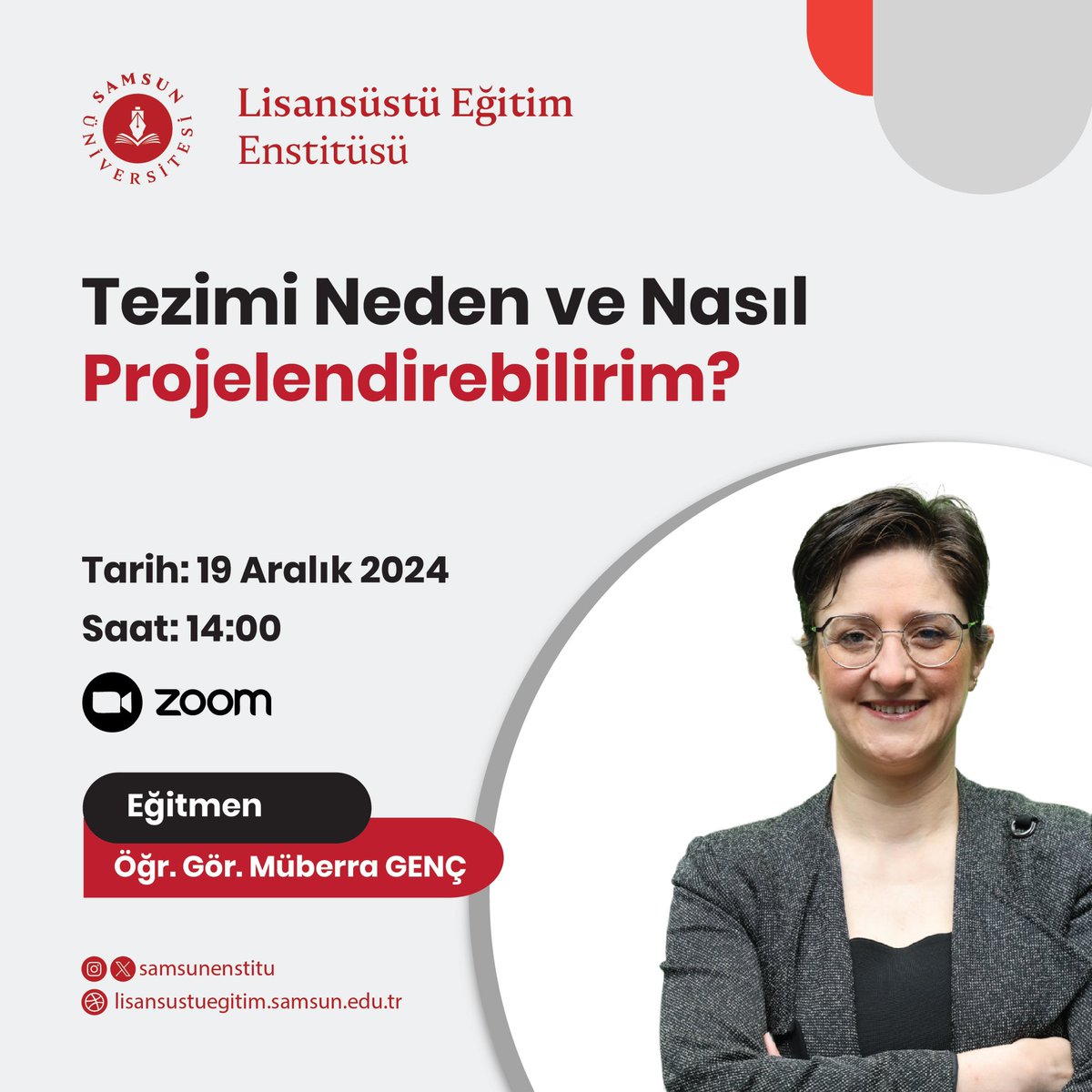 Enstitümüz bünyesindeki lisansüstü öğrencilerimize yönelik “Tezimi Neden ve Nasıl Projelendirebilirim?” isimli eğitim yapılacaktır. 
#lisansüstü #lisansüstüeğitim #lisansüstüeğitimenstitüsü #samsunüniversitesi