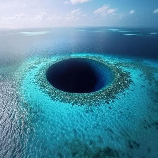 Le Grand Trou Bleu du Belize est l'un des secrets les plus fascinants de la nature.

Ce gouffre circulaire presque parfait se trouve au centre d'un lagon turquoise peu profond.

Plongeant à plus de 90 mètres, il captive par le contraste frappant entre ses eaux cristallines et les