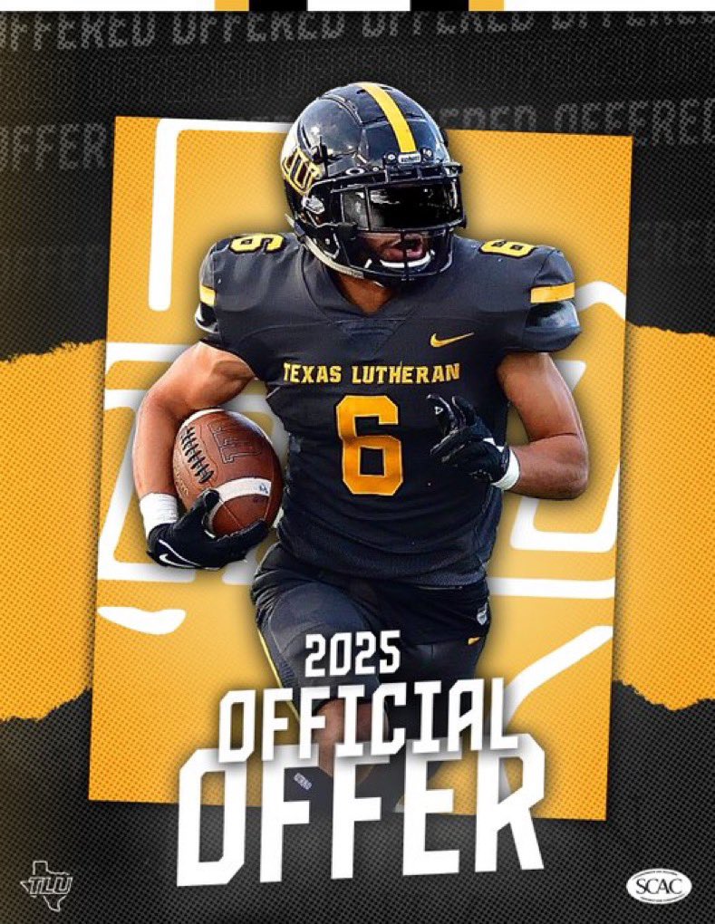 Blessed to earn an offer from <a href="/TLU_Football/">TLU Football</a> ! <a href="/CoachMarshall_/">Kendrick Marshall</a> <a href="/FosterFootball/">Foster Football</a> <a href="/CoachShaneHanks/">Shane Hanks</a>