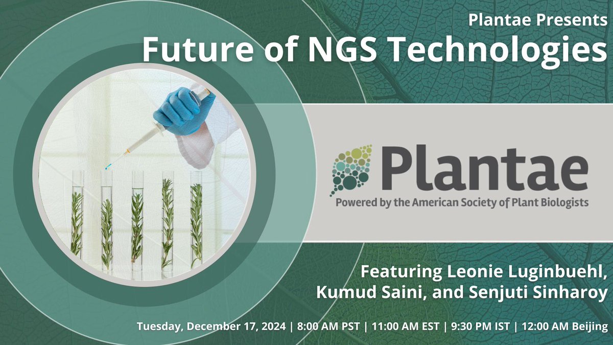 📣 Join us for the upcoming Plantae webinar on December 17 at 11:00 am Eastern time, hosted by the 2024 Plantae Fellows.

👉 Free registration at plantae.org/plantaepresent….

#plantscience