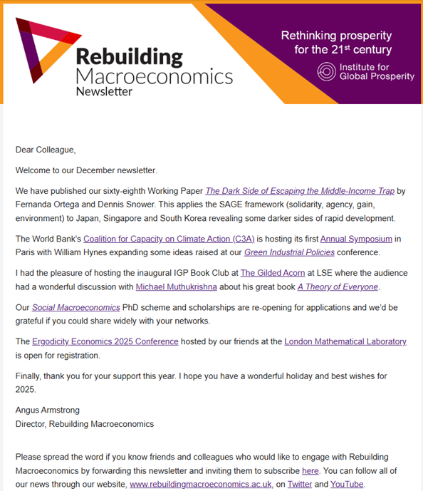 Rebuilding Macroeconomics (@rebuildmacro) on Twitter photo Our December newsletter is out👇 which includes our 68th Working Paper, C3A Annual Symposium, <a href="/glo_pro/">Institute for Global Prosperity</a> Book Club, Social Macro scheme and scholarship, and Ergodicity Economics 2025 conference
Newsletter: mailchi.mp/7c79c8a94177/r…
Subscribe: rebuildingmacroeconomics.ac.uk/newsletter Our December newsletter is out👇 which includes our 68th Working Paper, C3A Annual Symposium, <a href="/glo_pro/">Institute for Global Prosperity</a> Book Club, Social Macro scheme and scholarship, and Ergodicity Economics 2025 conference
Newsletter: mailchi.mp/7c79c8a94177/r…
Subscribe: rebuildingmacroeconomics.ac.uk/newsletter