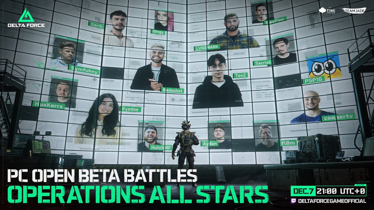 DeltaForce_Game's tweet photo. ✨OPERATIONS ALL STARS✨

Our star-studded live event kicks off Dec 7 at 21:00 UTC+0 right here: https://t.co/5EoKdenmoF

🚨Spread the word to win a 27” 240hz #ALIENWARE  monitor! Simply👇
⭐️Follow us
⭐️RT & comment on this post
⭐️Random winner picked Dec 12

Starring: @tarik, @fl0m, @Sacriel, @TenZOfficial, @aydan, @kyedae, @coopertv, @HusKerrs, @smileybeef, @LVNDMARK_tv, @HutchMF @RNGingy, @Nadeshot, @Symfuhny and @TylerTeeP

#DeltaForceOpenBeta #deltaforcegame #DeltaForce