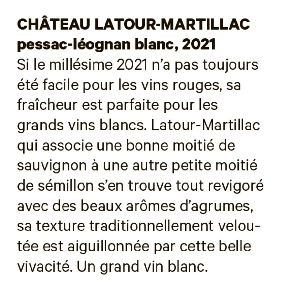 Château Latour-Martillac cité dans la dernière édition de "Les Échos- spécial vins" :
• La cuvée parcellaire Grapecap 1884 citée dans l'article "Vin : Les grandes tendances 2025" - Page 2
• Château Latour-Martillac Blanc 2021 dans la "Sélection Plaisir" - Page 11
<a href="/LesEchos/">Les Echos</a>