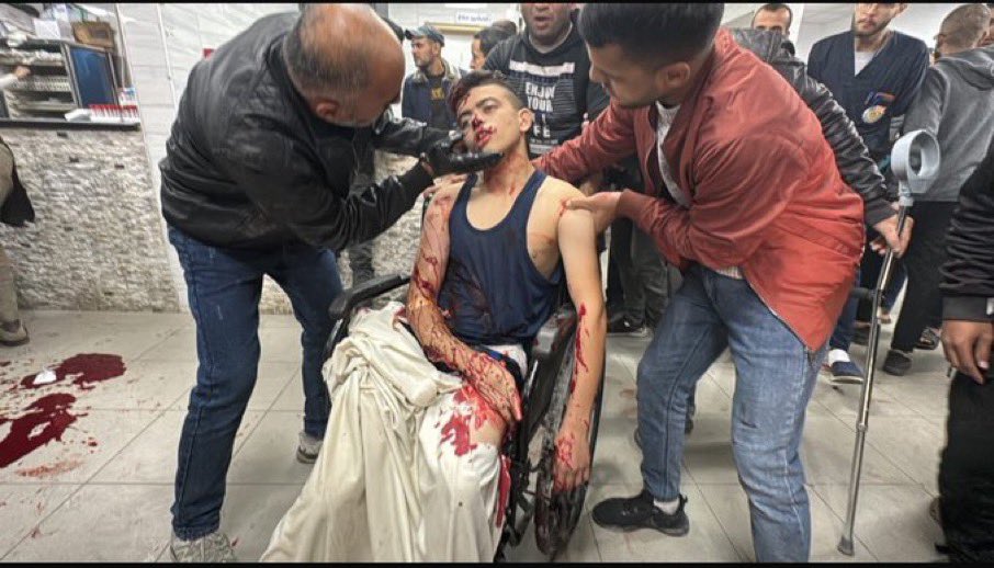 gazanotice's tweet photo. Israeli soldiers kill 16-year-old Mahmud Abu Al-Aish while being wheeled to the X-ray room

In the courtyard of Kamal Adwan Hospital in northern Gaza, 16-year-old Mahmud Abu Al-Aish was shot dead by Israeli soldiers while being transported in a wheelchair to the X-ray room. According to eyewitnesses, Mahmud was with his family awaiting medical care when he was fatally shot.