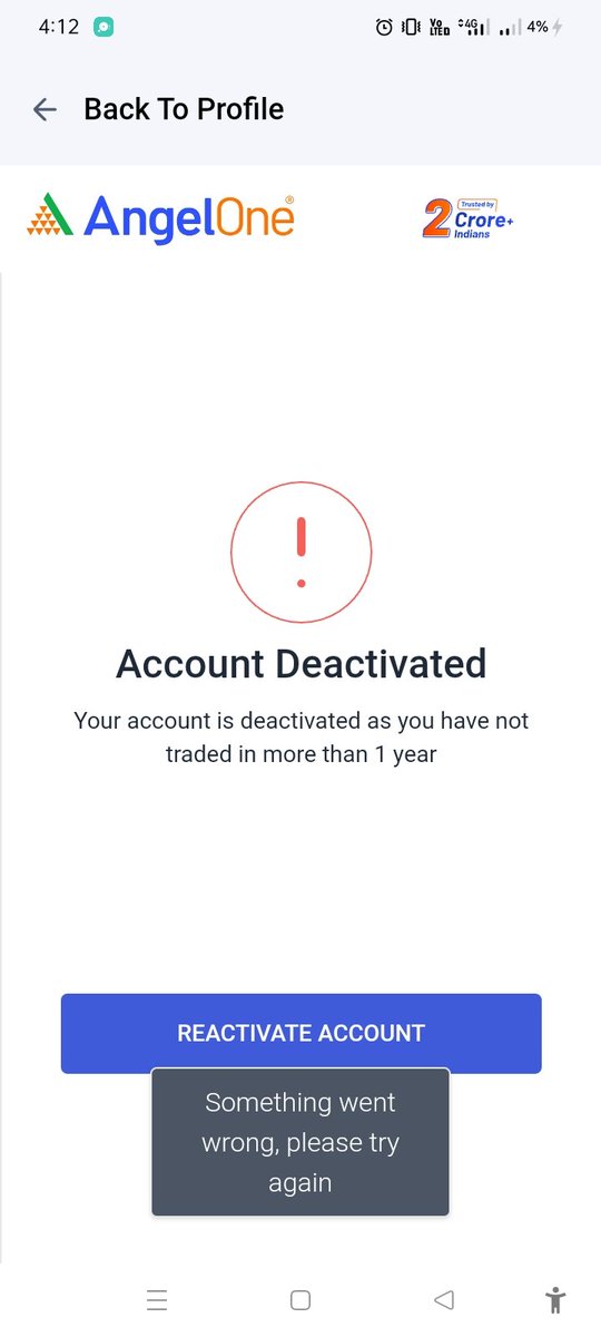 devildecent09's tweet image. This message shown.
I request to activate my Angel one account. So I will trading and invest in mf