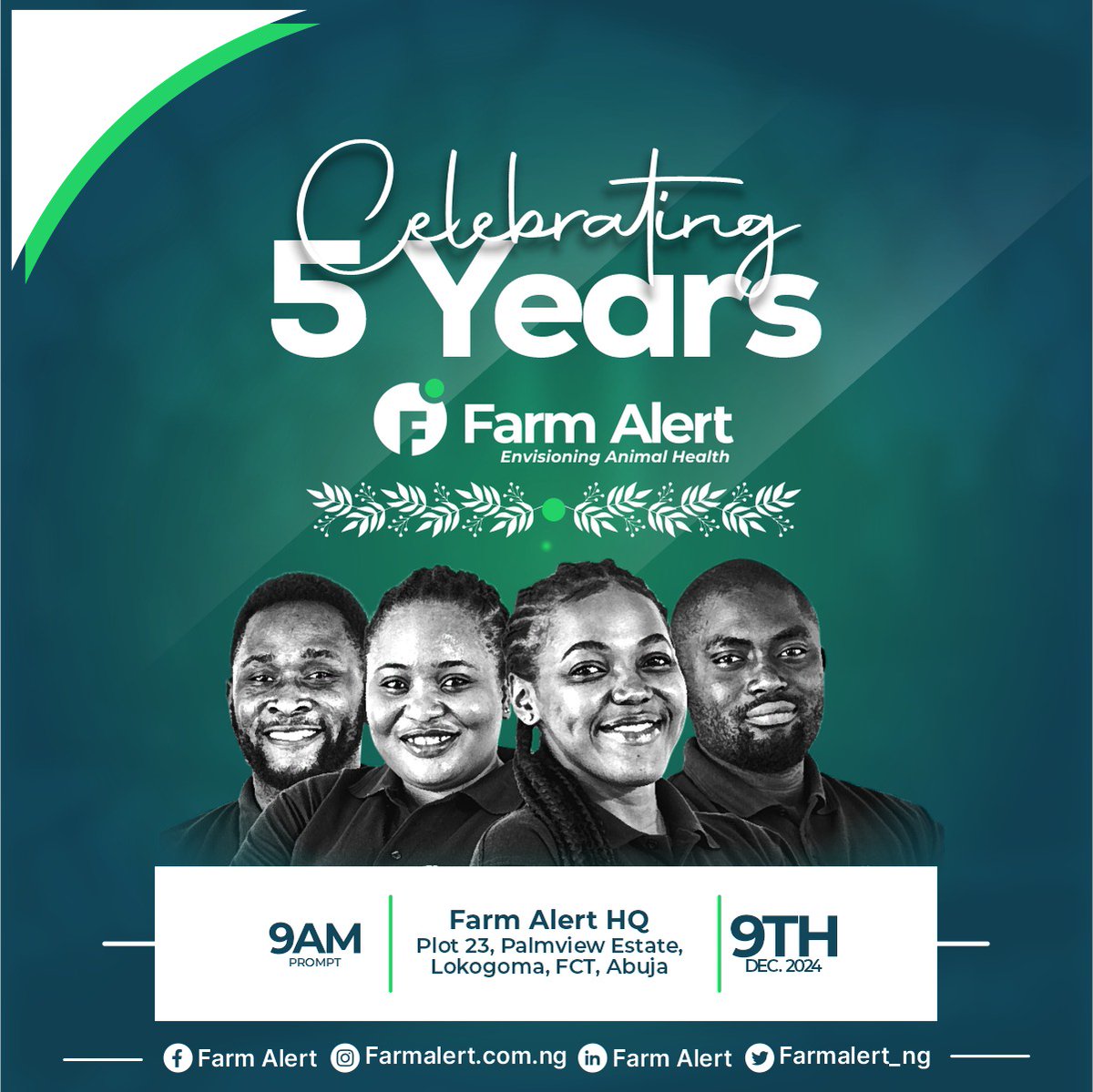 Farmalert_ng's tweet photo. Date: Monday, 9th December, 2024
Time: 9:00 AM
Location: Farm Alert HQ, Plot 23, Palmview Estate, Lokogoma, FCT, Abuja
An opportunities to network with other Veterinarians and industry professionals.
We hope to see you there!
#naira #Abuja #farmalert #animalhealth https://t.co/llkxfnbhI5