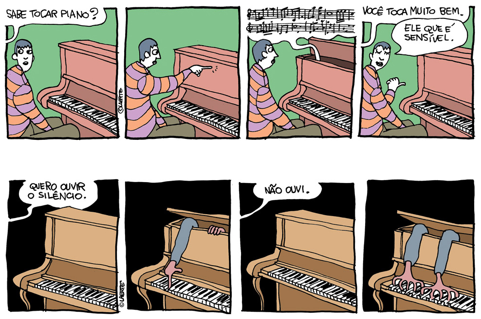 2 tiras com piano, de 2018 - saíram na Folha @folha 