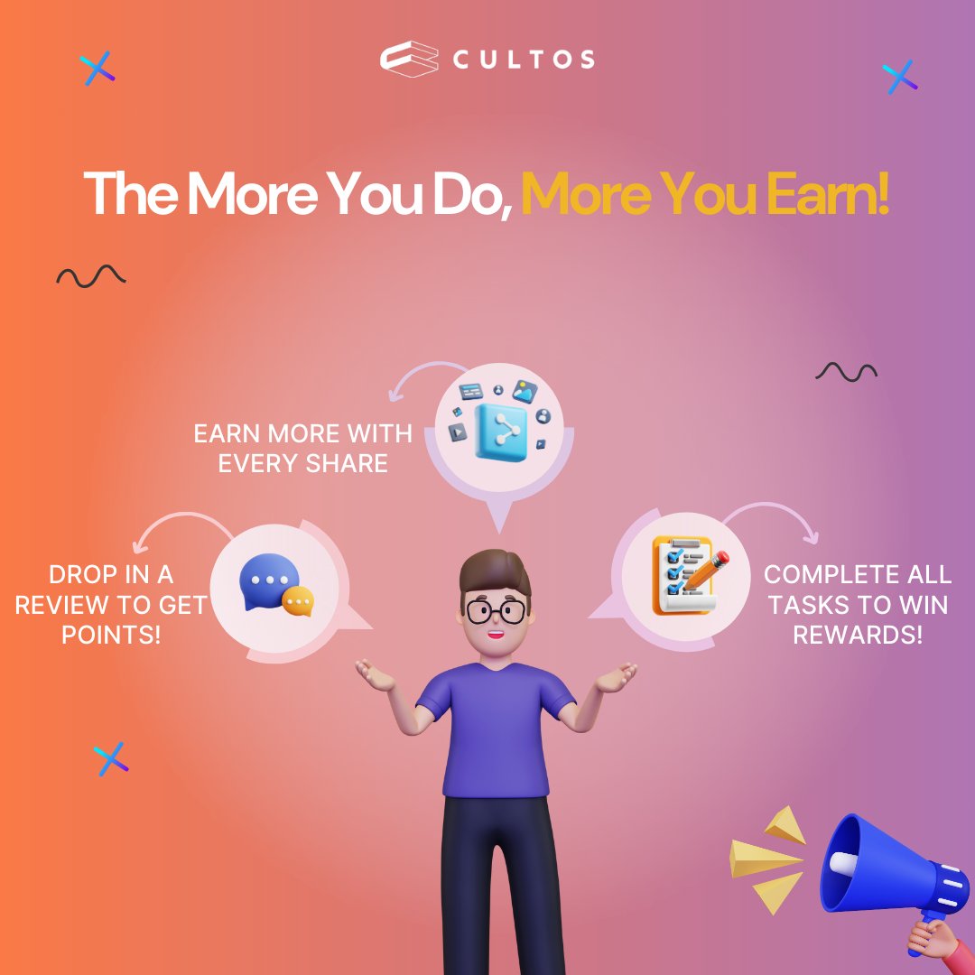 The hustle pays off! 💪💰 
The more you dive in, the more you thrive! 🎯

 Start earning now on CultosApp - app.cultosglobal.io 🚀

 #CultosGlobal #RewardsUnlocked #MoreYouDoMoreYouEarn
