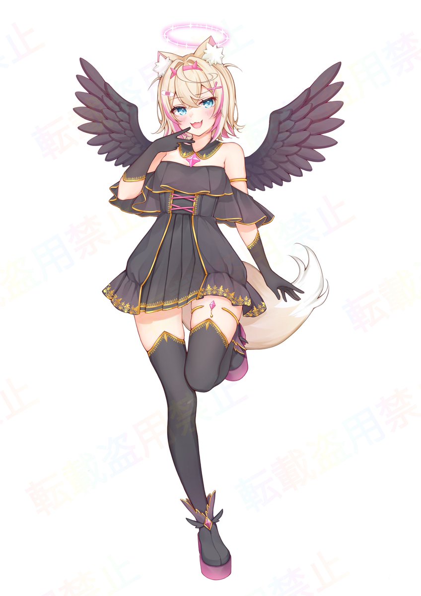 c105で出すBIGアクスタの絵描けた〜✨ 天使と悪魔のフワモコちゃん