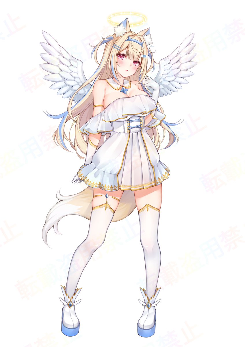 c105で出すBIGアクスタの絵描けた〜✨ 天使と悪魔のフワモコちゃん