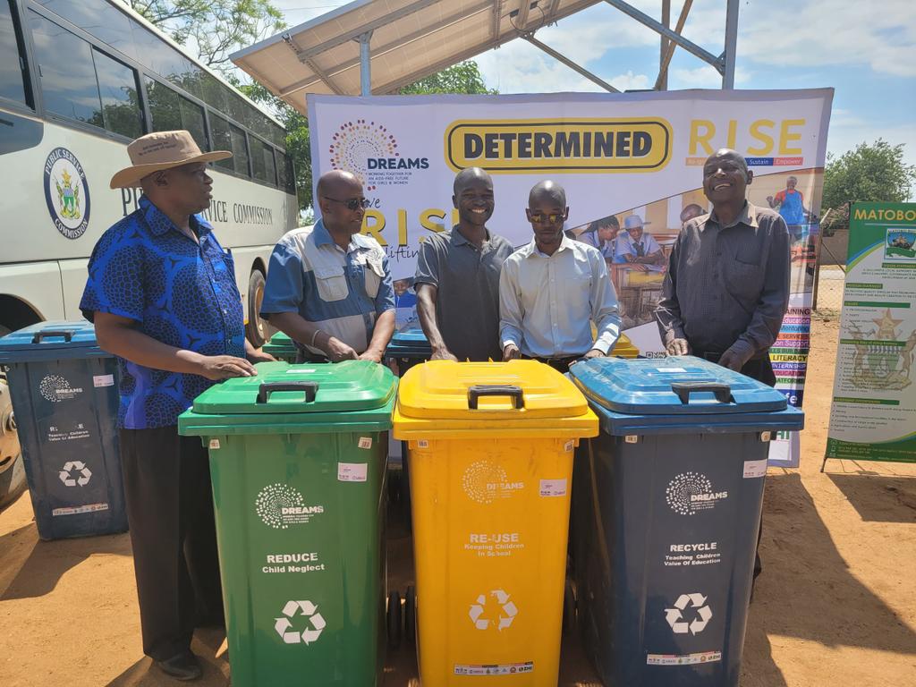 Today DREAMS donated 4 refuse bins to help in the fight against public littering in Maphisa.