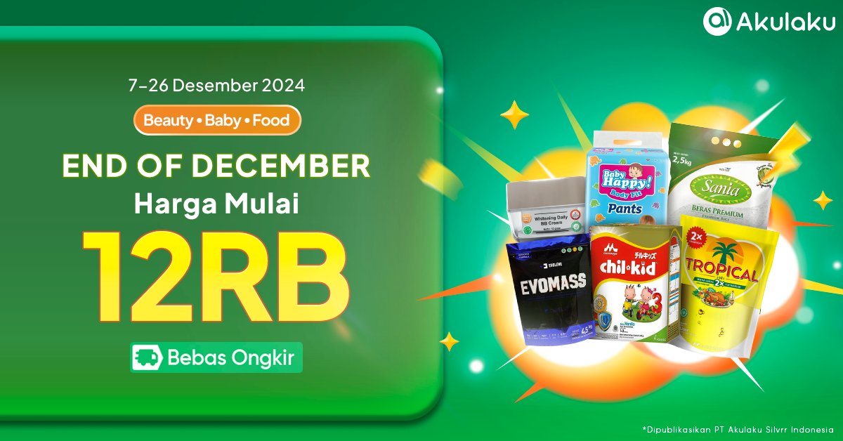 akulakuID's tweet photo. Harga 12RB AN udah dapet beras minyak?😱
Klik link ini https://t.co/Jn5x9hUlPL yuk belanja sekarang juga di PROMO END OF DECEMBER🛒
#AkulakuIndonesia #BelanjaHemat #HidupLebihBaik #EndOfDecember https://t.co/0wpiutUx3B