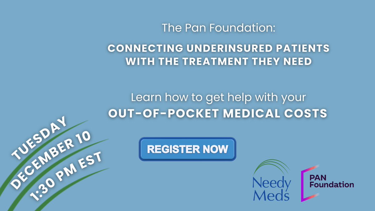Join our free #webinar to learn how <a href="/PAN_Foundation/">PAN Foundation</a> helps cover out-of-pocket treatment costs for patients with serious diseases. Don’t miss this chance to discover how PAN can help you or someone you know with out-of-pocket treatment costs. bit.ly/43JYFmx