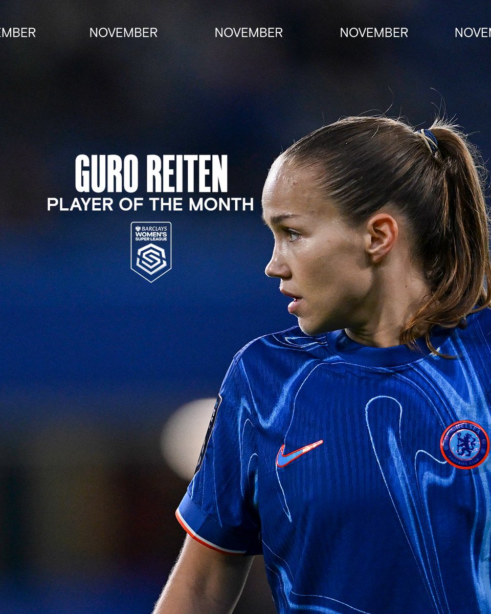 Guro Reiten has been named <a href="/BarclaysWSL/">Barclays Women's Super League</a> Player of the Month for November.💫

Congratulations, @Guro_Reiten! 👏
