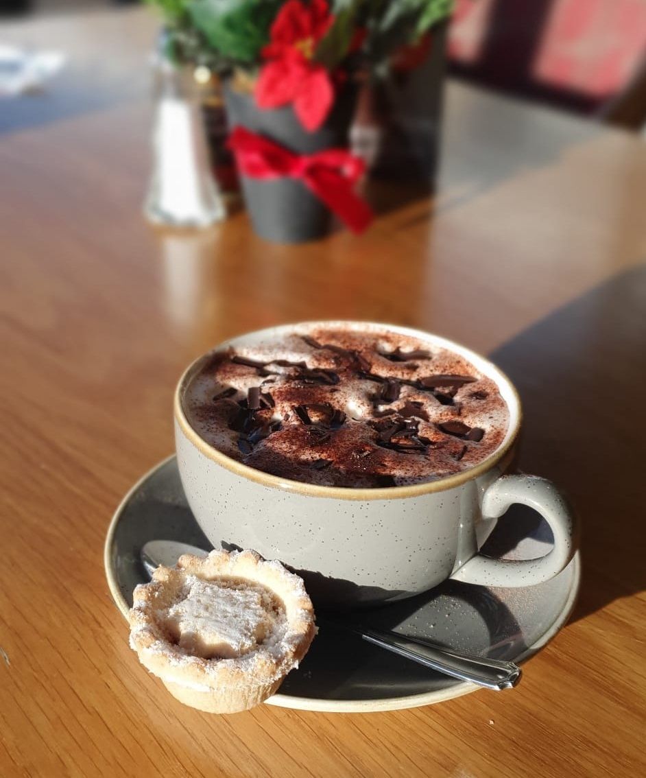 Complimentary mini mince pies with every hot drink - as it's the season of giving. 😄