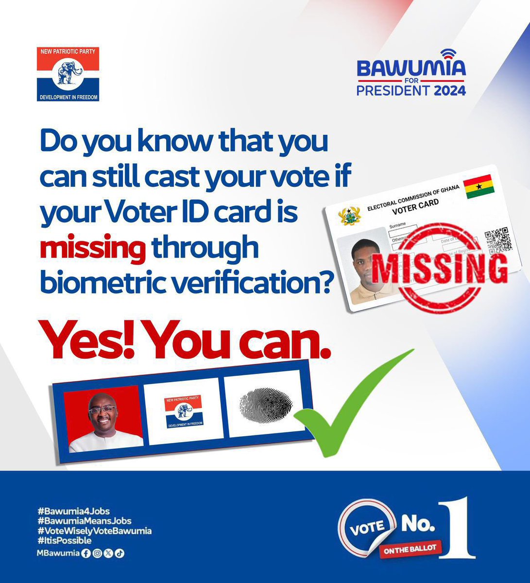 Every vote counts for a stronger, digital, and united Ghana. Dr. Bawumia is ready. Are you? Let’s vote! 🗳️ #BawumiaForPresident #1TouchForBawumia