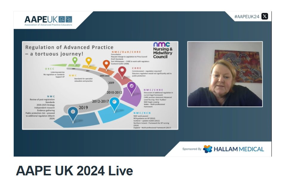 Paula McLaren discussing the recent updates &amp; latest news on the #NMC Advanced Practice Regulation at the <a href="/AAPEUK/">AAPEUK</a> annual conference. #AAPEUK24