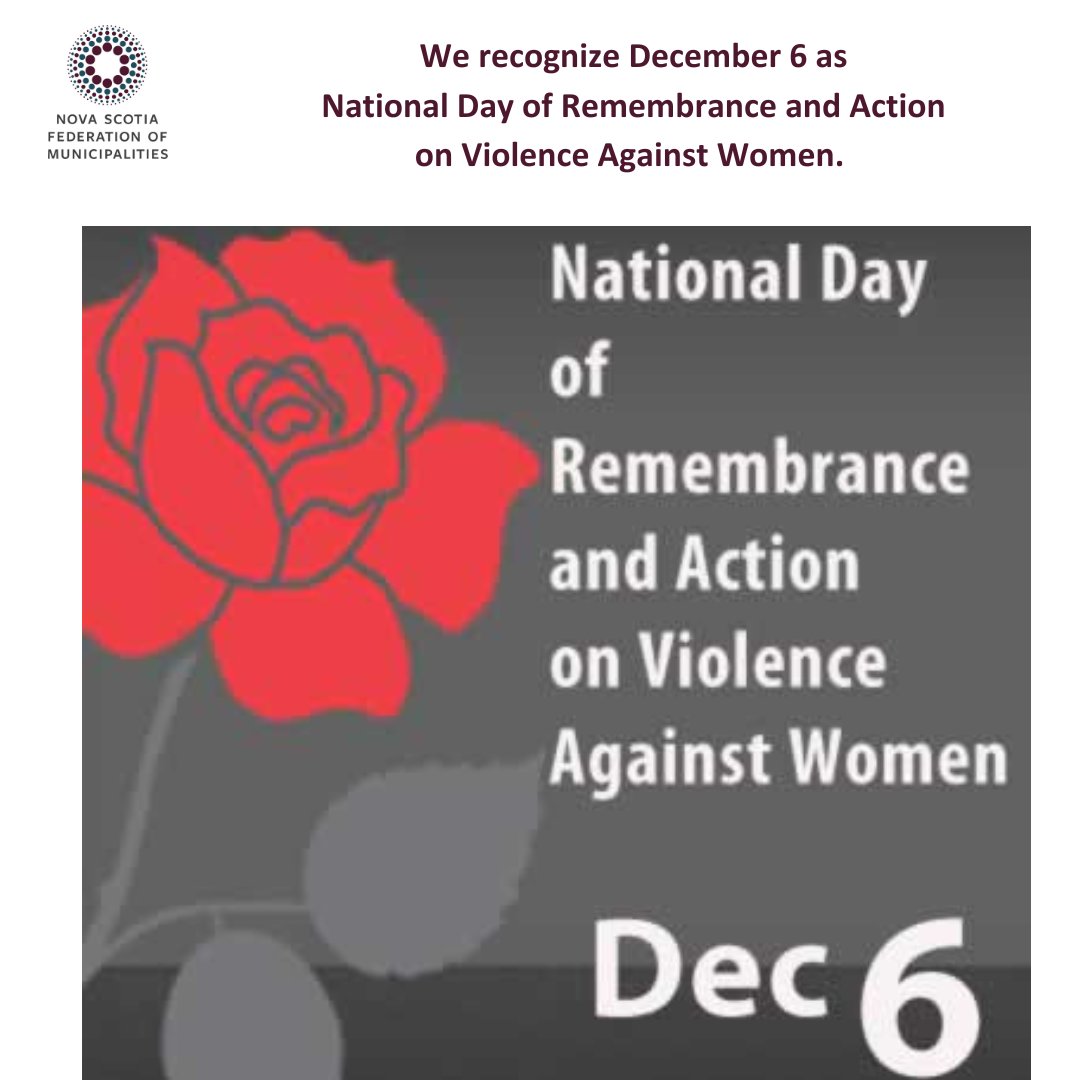 nsfedmuni's tweet image. We recognize Dec. 6 as National Day of Remembrance and Action on Violence Against Women, where we take time to honour those women who have lost their lives to acts of violence.
#EndViolenceAgainstWomen #ViolencePrevention #WomenDeserveSafety #December6 #StopGenderBasedViolence