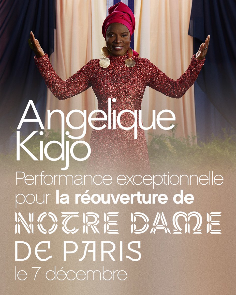 Très heureuse de vous annoncer que je chanterai ce samedi 7 décembre aux côtés d’artistes du monde entier pour célébrer la réouverture de Notre Dame de Paris ! ✨ L’événement sera retransmis à partir de 21h CET sur <a href="/Francetele/">France Télévisions</a> et <a href="/radiofrance/">Radio France</a>.