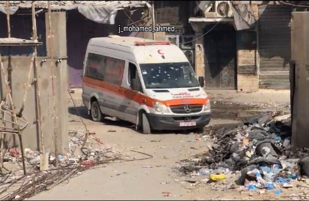 A short while ago, ambulances attempting to evacuate the wounded and patients from Kamal Adwan Hospital, arriving from Gaza City, were directly targeted by the Israeli army. #GazaGenocide