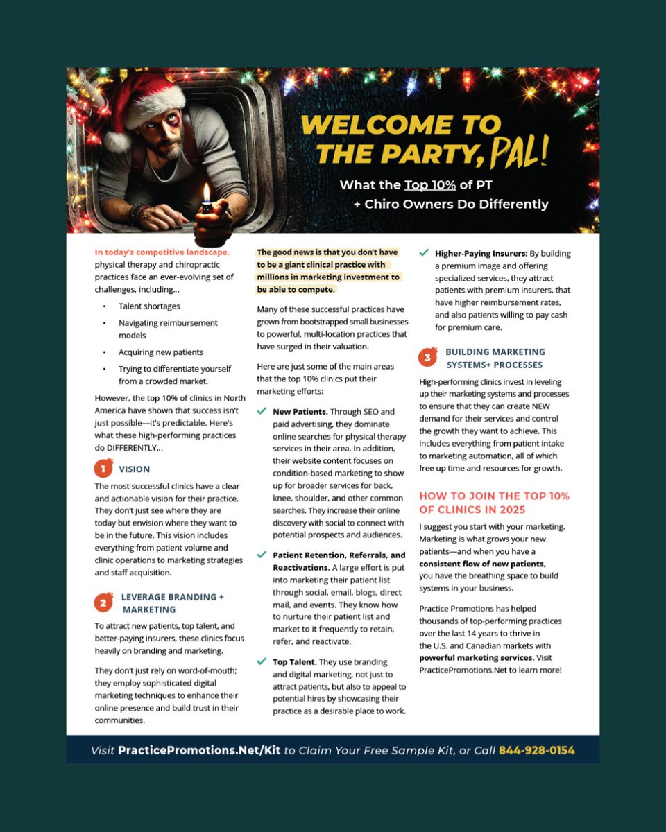 PracticePromos's tweet image. 💥 Welcome to the party, pal 💥

Don&apos;t let big-money competitors outrank you on Google—Here are 3 simple steps to skyrocket to the top! 

Read the latest issue of the Practice Marketing Newsletter NOW!

online.flippingbook.com/view/348227706/