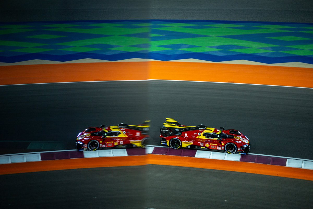 FerrariHypercar's tweet photo. Under 3️⃣ months until the #WEC season opener in 2025!

Until then, let’s take a look back at some action shots from #Qatar1812KM 😎

#FerrariHypercar #Ferrari499P https://t.co/rTM0HdTC2I