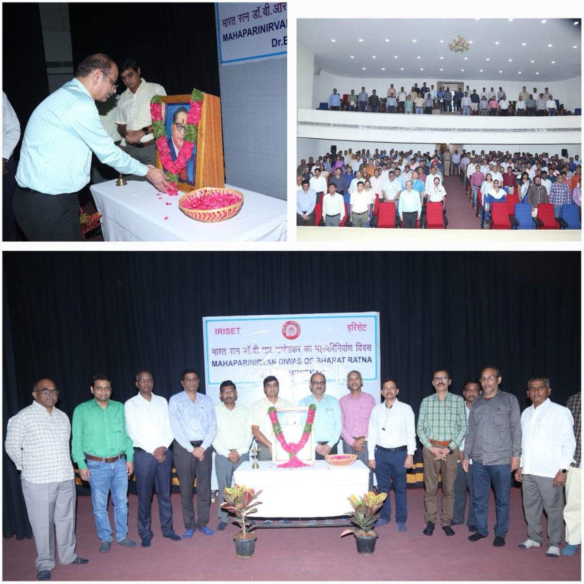 IRISET - Mahaparinirvan Diwas - PED/CoE, Senior Officers, Staff and Trainees paid floral tributes to Potrait of Bharat Ratna Dr.B R Ambedkar