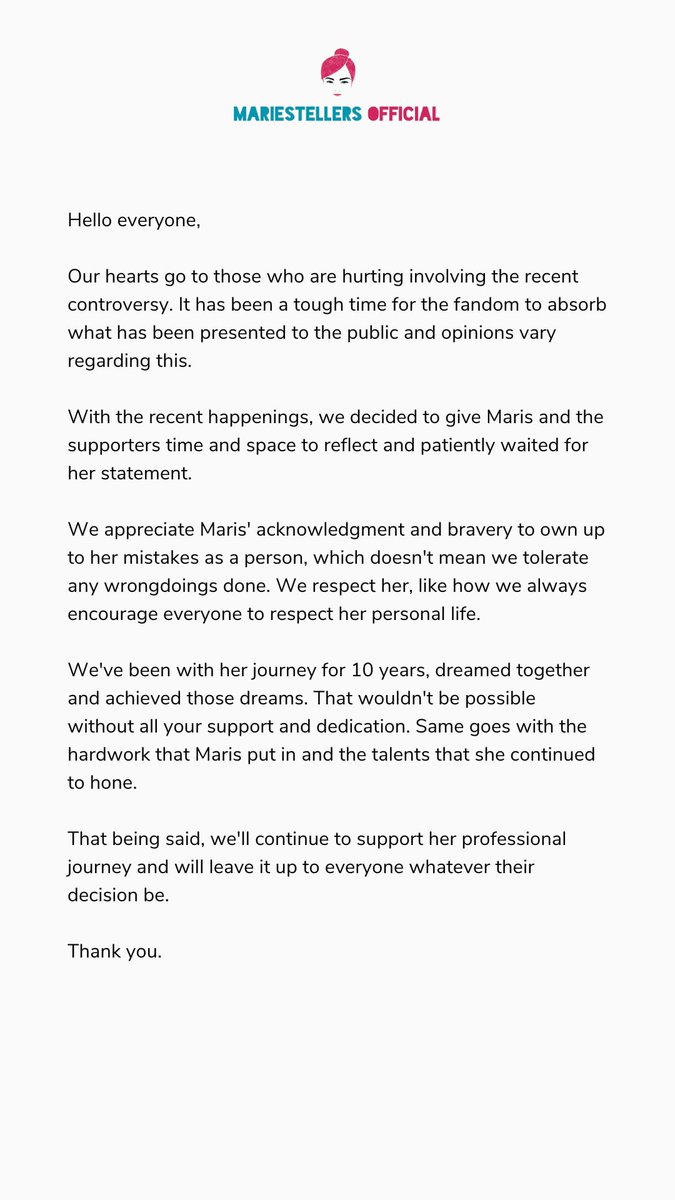 Mariestellers OFC Statement