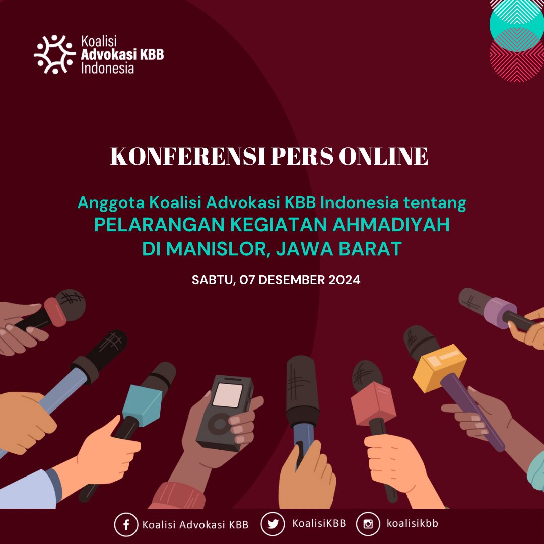 [UNDANGAN LIPUTAN]

Koalisi Advokasi Kebebasan Beragama atau Berkeyakinan (KBB) di Indonesia mengundang kawan-kawan pekerja media massa untuk hadir meliput acara: