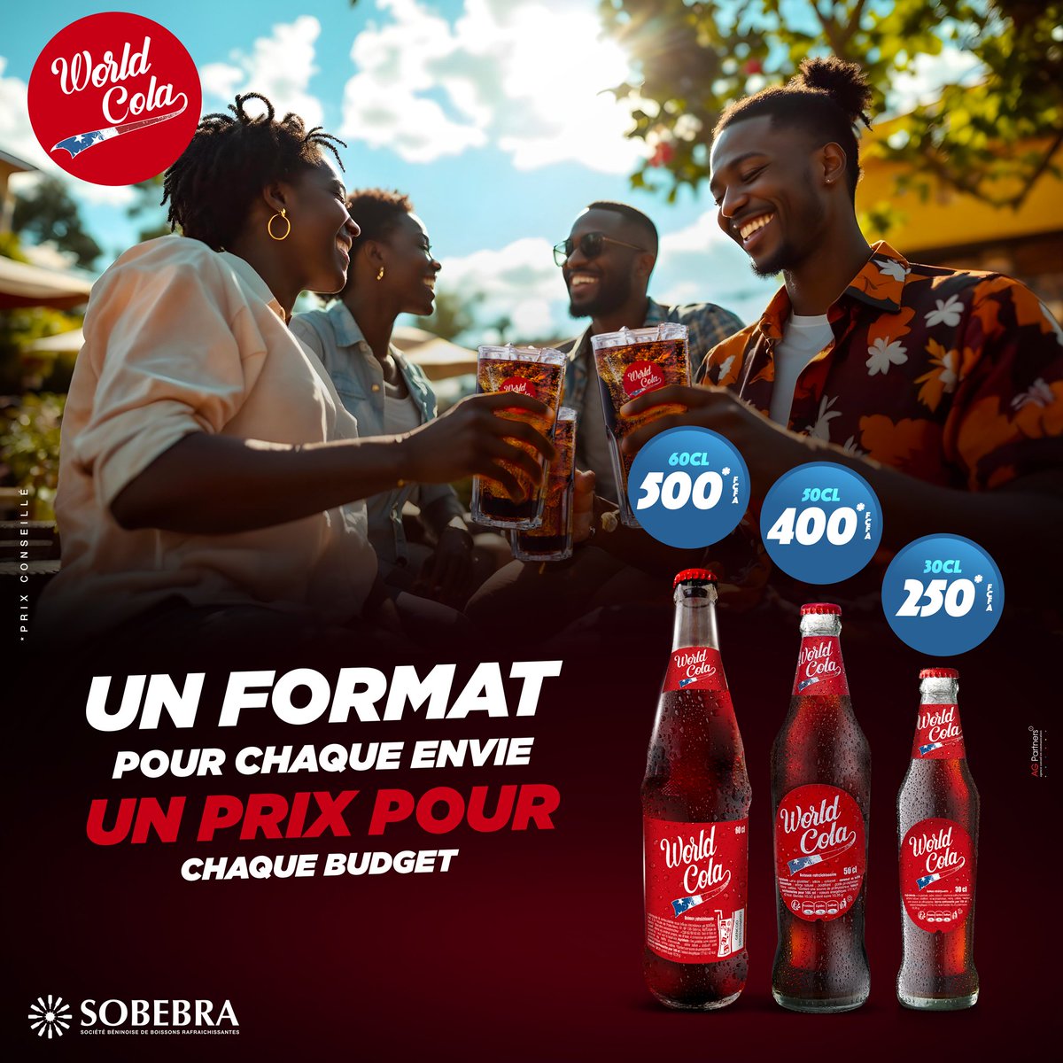 SobebraBJ's tweet photo. Parce que chaque soif mérite son format 🥤 et son budget 💸.
Le rafraîchissement à la portée de votre bourse ! Choisis ton format👉30cl à 250 fcfa I 50cl à 400 fcfa I 60cl à 500 fcfa. Trinque à la vibe 🔥!
Alors, team 30cl, 50cl ou 60cl ? 😎
#worldcola #Sobebra #BoireLocal https://t.co/LJn6AAEtB1