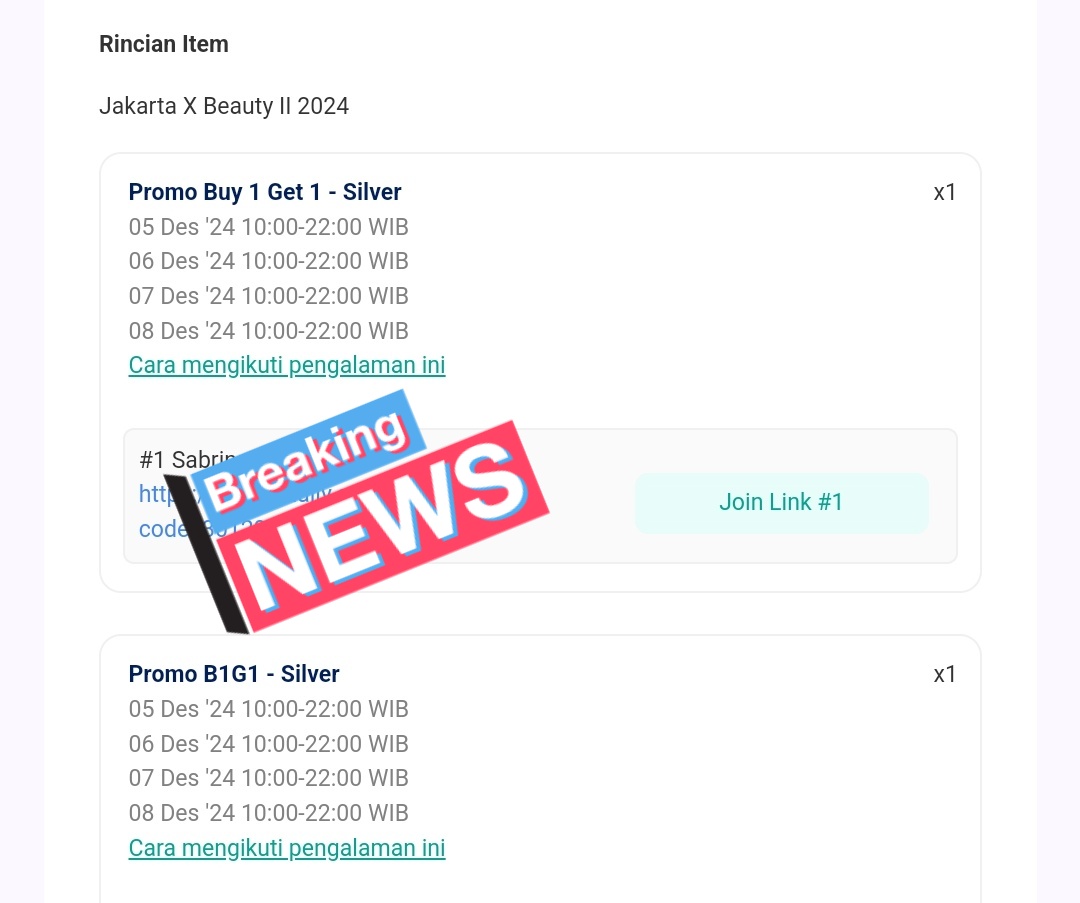 itsjeonsa's tweet photo. WTS tiket silver JXB (masi berupa link)

pembelian sendiri bukan calo

💸 25k (2 tiket B1G1) 
📍 Jakarta Convention Center, Jakarta Pusat 
⏰ 10:00 - 22:00 WIB 

masuk akun fd pake akun ku https://t.co/ZoD9018Edj