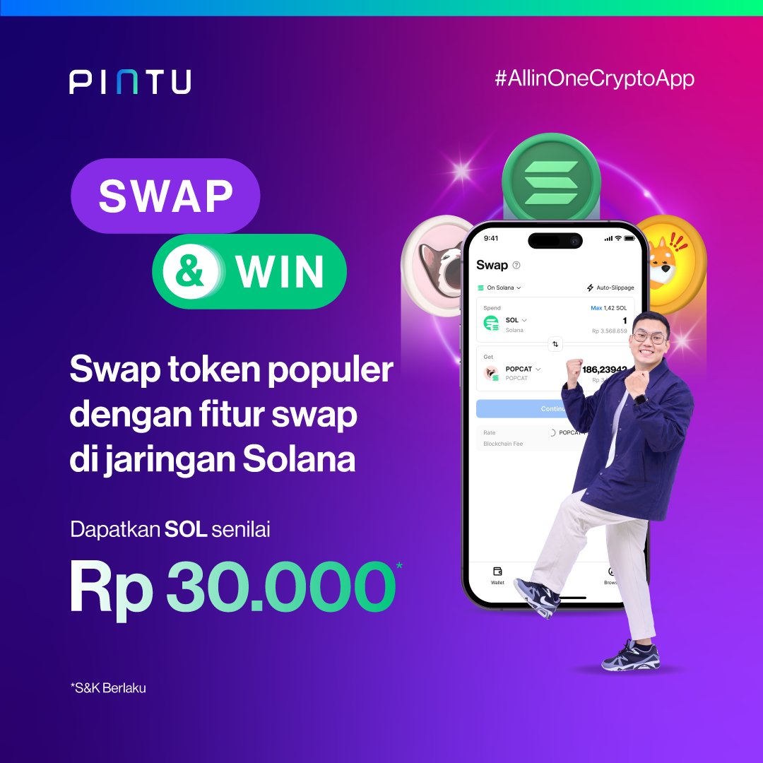 Hi Teman Pintu! Pintu kembali memberikan kejutan spesial untuk para pengguna setianya! Kali ini, program eksklusif hadir untuk 3000 pengguna beruntung yang belum pernah menggunakan fitur Swap di Pintu Web3 Wallet. 

pintu.co.id/blog/raih-rp30…