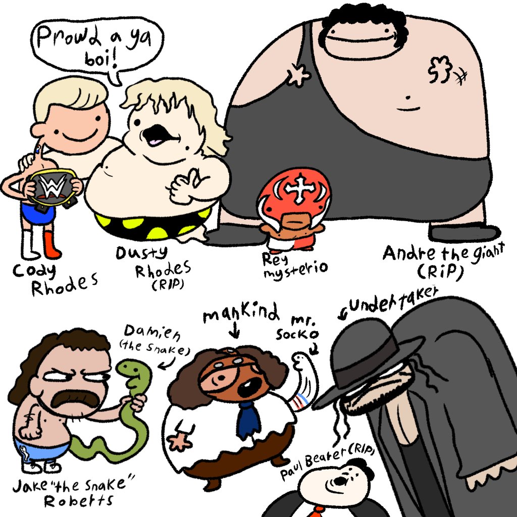 Drew some wrastlin' wrestlers for fun (John Cena is also there, you just can't see him)
