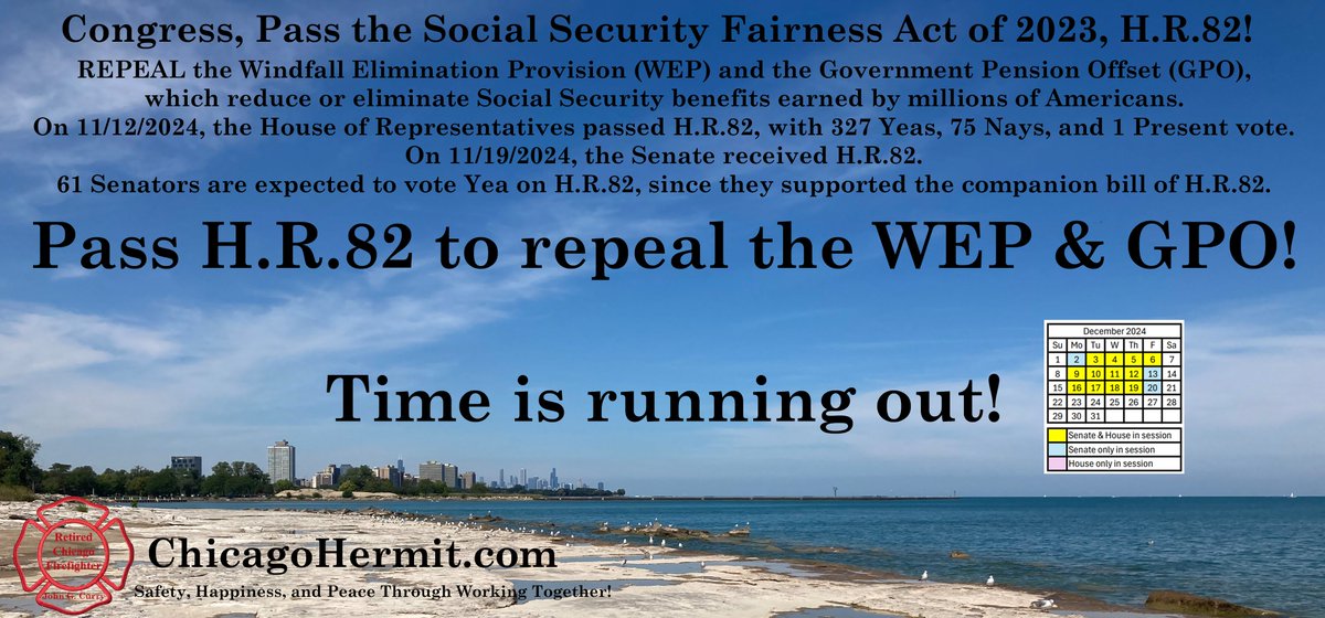 JohnGCurry's tweet photo. This doesn't make sense:

Social Security Fairness Act of 2023, H.R.82, has not been scheduled for a #Senate vote, even though 61 Senators officially support repealing the WEP &amp; GPO, including @SenSchumer , who could schedule the vote to #RepealWEPGPO .
https://t.co/ip7pK9YI8e https://t.co/p4GOSEXX3F