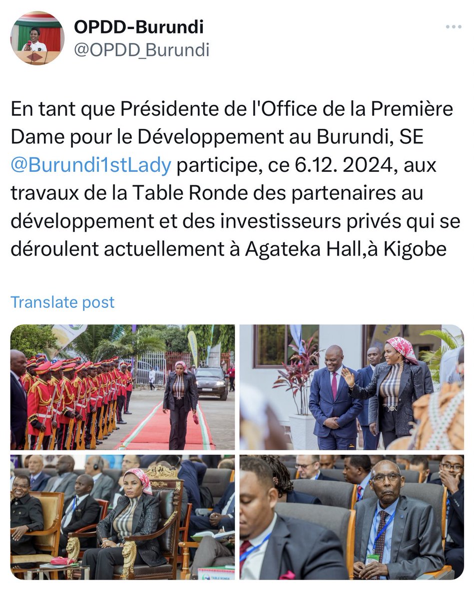 Umujawawe's tweet photo. @Patriote257 @yigenga Patriote, ndakurega kwa Presidente de l’Office de la Première Dame, Son Excellence Angeline Ndayishimiye Ndayubaha, Première Dame de la Republique du Burundi (POPDSEANNPDRB en sigle) https://t.co/p4dI6CmLQO