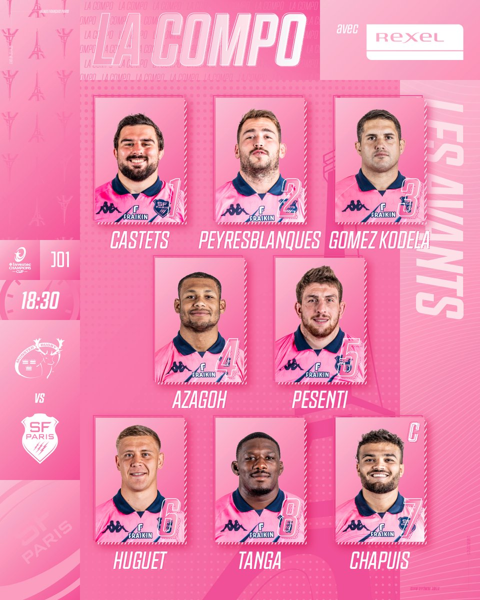 SFParisRugby's tweet photo. 🌸 𝙇𝘼 𝘾𝙊𝙈𝙋𝙊
Découvrez les 23 Parisiens alignés face au Munster, samedi à 18:30 💥
@RyanChp capitaine💯
#MUNSFP | avec ℝ𝕖𝕩𝕖𝕝 https://t.co/29uzREldJ6
