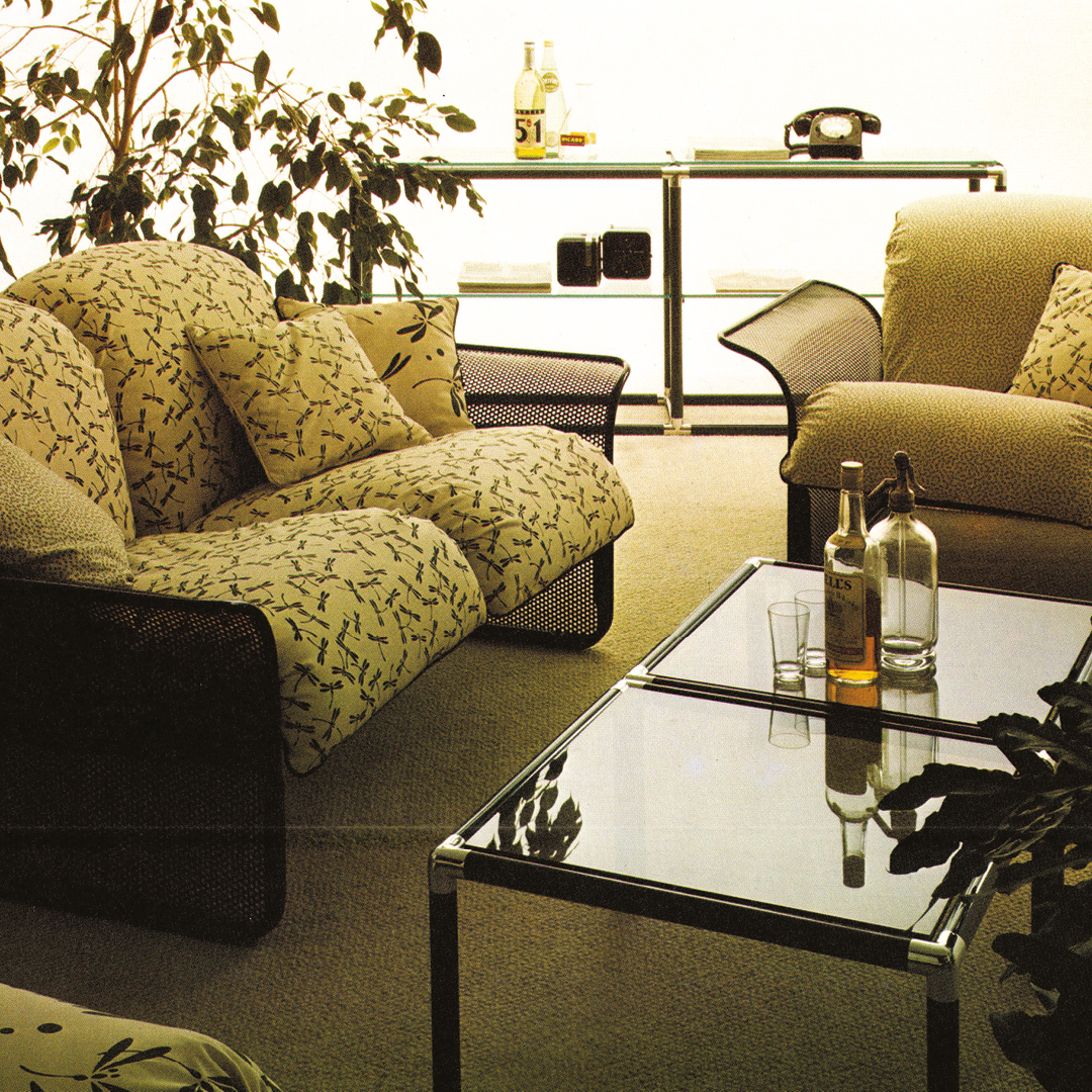 Launched in the recession of the early 1970s, the Cassis sofa used perforated steel, but plump cushions and strongly graphic fabrics softened its impact at a time when nostalgia was becoming the dominant force in design.

#OMKDesign #RodneyKinsman  #MidCenturyModern #Interior ...