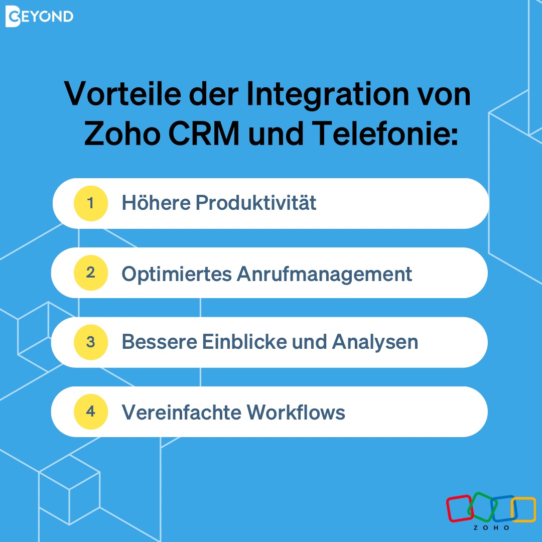 🚀 Die Vorteile der Zoho CRM-Telefonie-Integration auf einen Blick 🚀
Effizienter arbeiten, besser kommunizieren und mehr Zeit für das Wesentliche haben! 🌟

#ZohoCRM #TelefonieIntegration #EffizienzSteigern #DigitalSolutions