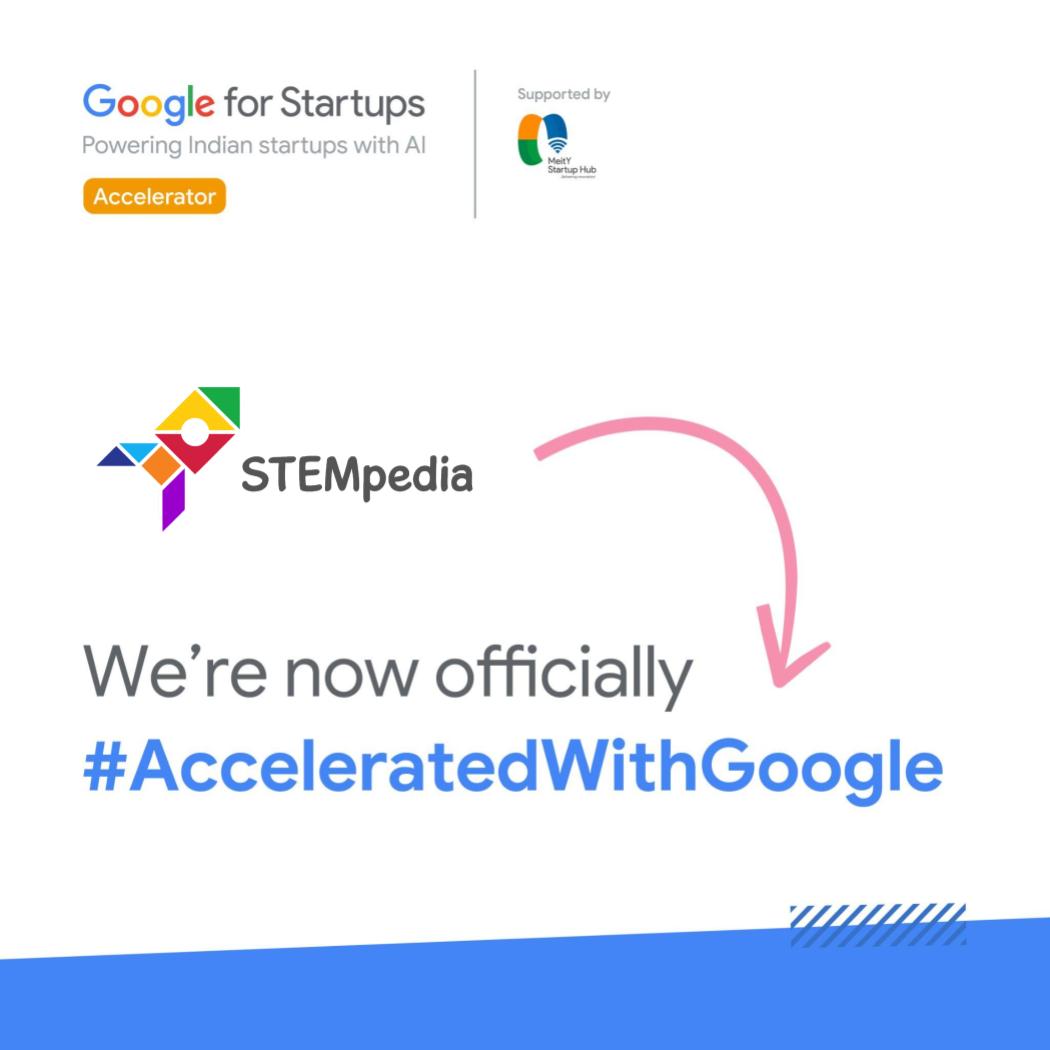 STEMpedia (@thestempedia) on Twitter photo We’re graduating from the first-ever <a href="/GoogleStartups/">Google for Startups</a> Accelerator: Apps cohort after an incredible #AcceleratedWithGoogle journey. 🚀🎓
RSVP here for be a part of our Graduation Day: goo.gle/gfsa-graduation We’re graduating from the first-ever <a href="/GoogleStartups/">Google for Startups</a> Accelerator: Apps cohort after an incredible #AcceleratedWithGoogle journey. 🚀🎓
RSVP here for be a part of our Graduation Day: goo.gle/gfsa-graduation