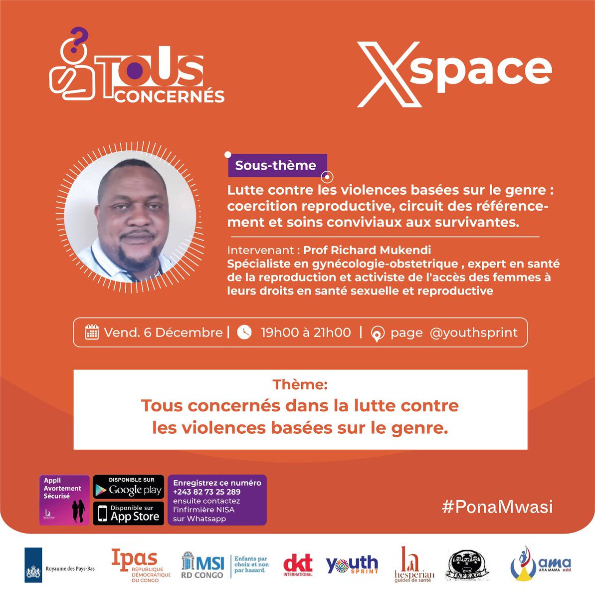 MakokiYaMwasi's tweet photo. 📣 JJ-0
#Xspace #PonaMwasi #intervenants🥳
Nous discuterons, ce soir à 19h00 GMT+1, du contexte légal des #VBG en RDC, du circuit de référencement et de la prise en charge des survivantes.
Alors ne manque pas, 👉🏼 rejoins-nous en cliquant sur ce lien👇 https://t.co/hpulXwijyv https://t.co/4L1lubhCrj