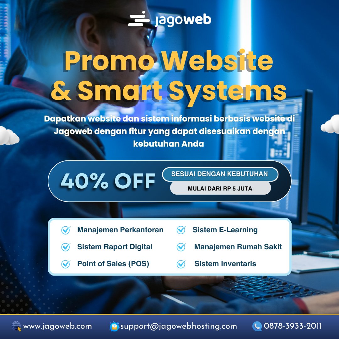 jagowebcom's tweet photo. 💻✨ Promo Website &amp; Smart Systems dari Jagoweb! ✨💻

Butuh solusi website atau sistem informasi untuk bisnis Anda? Kini saatnya upgrade dengan fitur yang bisa disesuaikan sesuai kebutuhan Anda! 🚀

🎯 40% OFF
🛠️ Mulai dari Rp 5 juta saja!

Order di: https://t.co/yVcON3u9Dk https://t.co/Zd6fgdLGQx