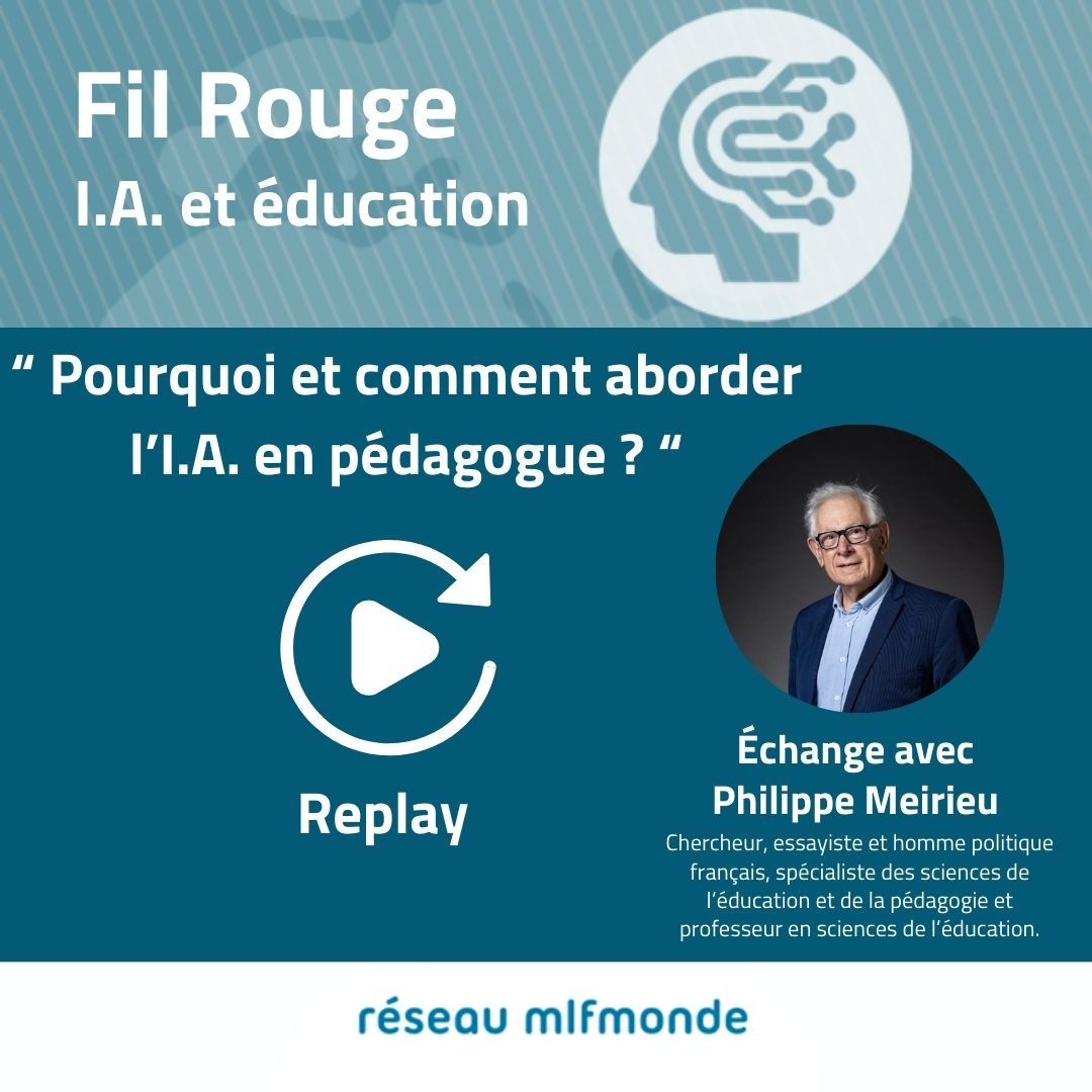 "Pourquoi et comment aborder l'IA en pédagogue ?". Revivez en replay l’échange avec Philippe Meirieu pour l'ouverture du Fil Rouge "#IA et éducation" du #RéseauMlfmonde, une série de conférences à venir en 2024-2025.
Replay / programme des prochains RDV⤵️
mlfmonde.org/ia-education/