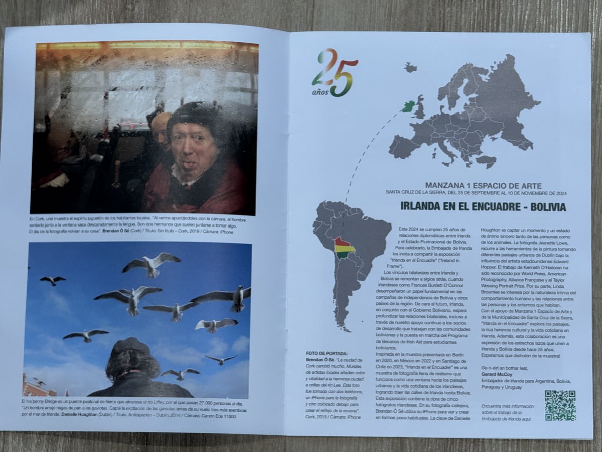 A lovely little surprise in post today. The booklet from the Irish Embassy's exhibition of Irish street photography in Bolivia arrived. 
A honour to be included &amp; with photographers whose work I admire: Danielle Houghton, Kenneth O Halloran, Jeanette Lowe, and Linda Brownlee.