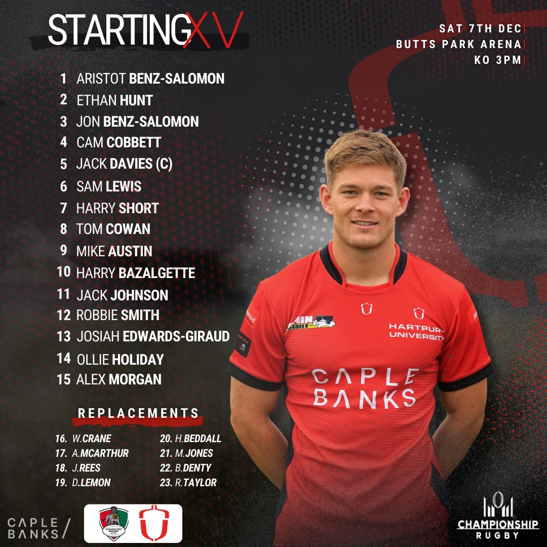 HartpuryRFC's tweet photo. 𝗧𝗘𝗔𝗠 𝗔𝗡𝗡𝗢𝗨𝗡𝗖𝗘𝗠𝗘𝗡𝗧 📣 

Tomorrow the boys travel to face the league leaders @CoventryRugby 🏆

🗓️ Sat 7th Dec 
📍 Butts park arena 
🕒 3PM
🎟️ Tickets available through our hosts 

#pury https://t.co/TkUaoh75MP
